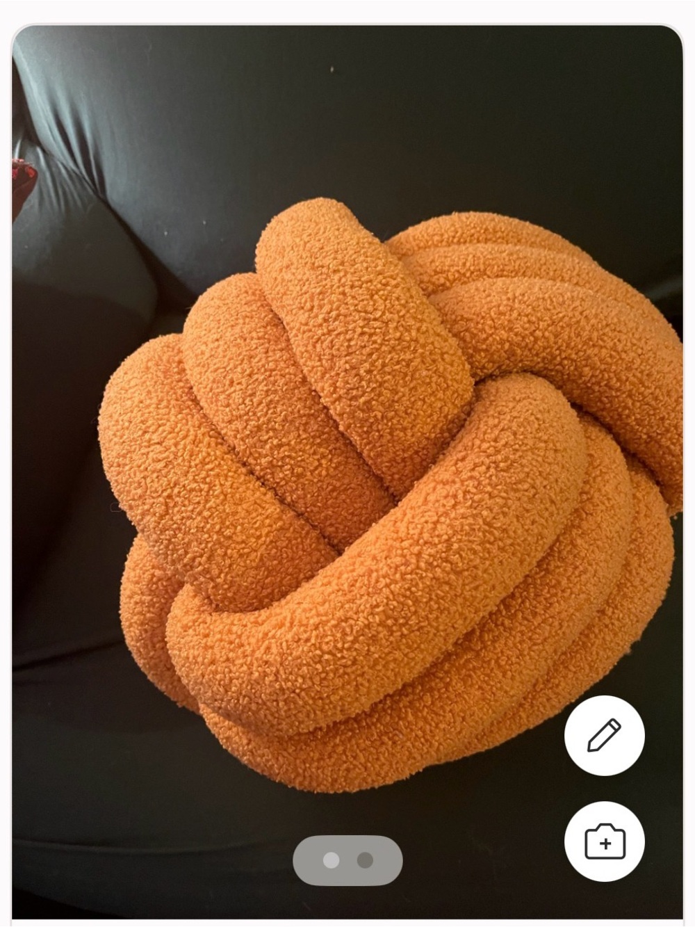 Bouclé Knot Accent Pillow — Orange